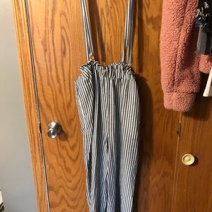 Forever 21 Striped Suspender Pants